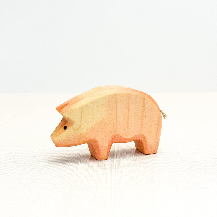 Pig Head Down - Hand Painted Wooden Animal - HolzWald