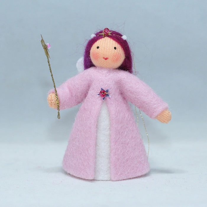Pink Aurora Fairy - Miniature Hanging felt doll - Ambrosius Flower Fairies