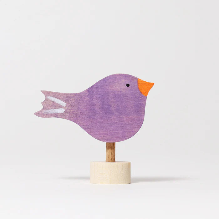 Purple Bird Figure Sitting - For Birthday Ring or Celebration Ring - Grimm's Wooden Toys