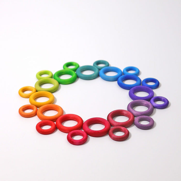 Rainbow Building Rings - Wooden Rings - Loose Parts - Grimm's
