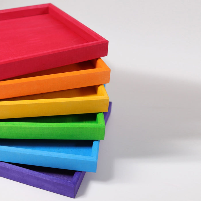 Rainbow Frames Wooden Sorting Plates- Grimm's Wooden Toys