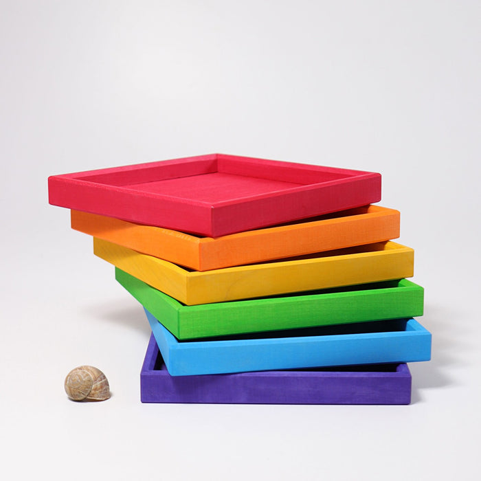 Rainbow Frames Wooden Sorting Plates- Grimm's Wooden Toys