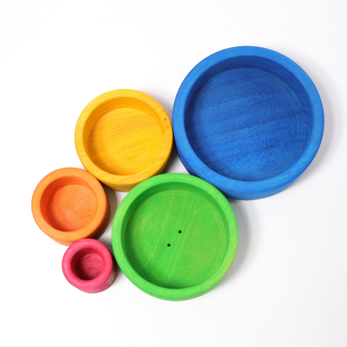 Rainbow Nesting Bowls - Blue - Grimm's Wooden Toys
