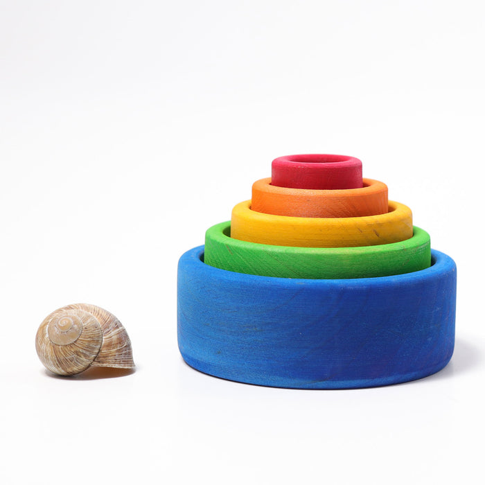 Rainbow Nesting Bowls Blue Grimm's Wooden Toys — Oak Ever
