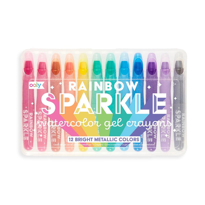 Rainbow Sparkle Gel Crayons - Watercolor Gel Crayons- Set of 12 - OOLY