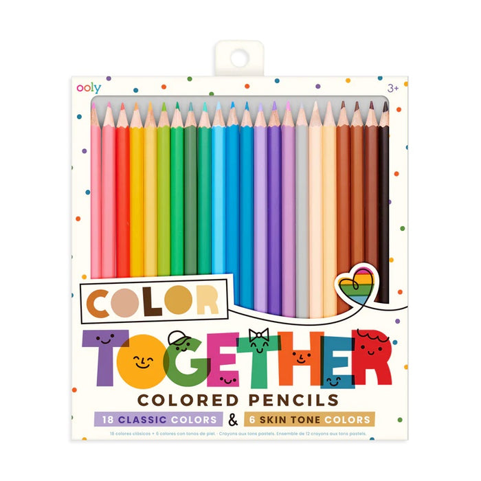 Rainbow and Skin Tone Colored Pencils - 24 Colors - Color Together - OOLY