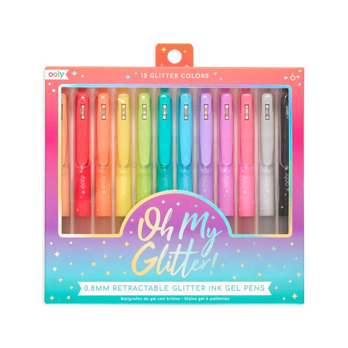 Retractable Glitter Gel Pens - Oh My Glitter! - 12 Colors - OOLY