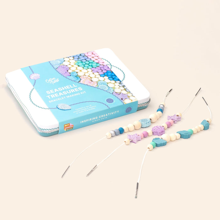 Seashell & Treasures - Bracelet Making Kit - Wooden Beads - Kids Beading Craft Kit