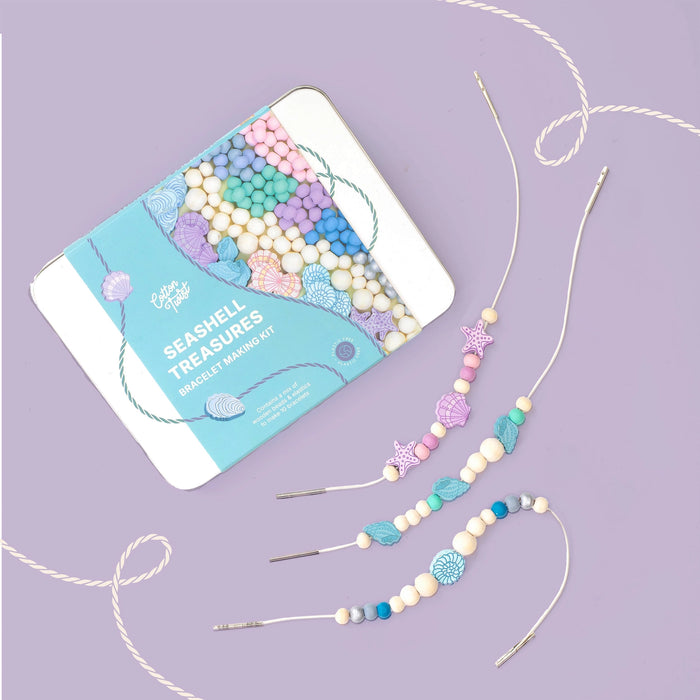 Seashell & Treasures - Bracelet Making Kit - Wooden Beads - Kids Beading Craft Kit