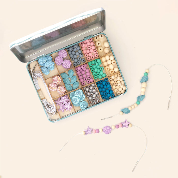 Seashell & Treasures - Bracelet Making Kit - Wooden Beads - Kids Beading Craft Kit