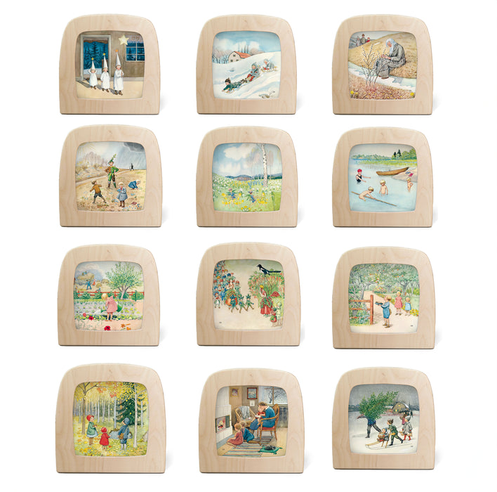 Elsa Beskow "Around The Year" - Set of 12 Artwork Silhouette For Toverlux Frame and Lamp