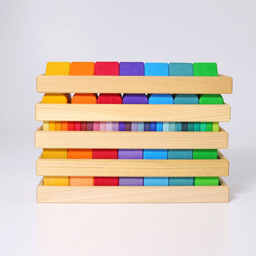 All five trays Stacked Shapes and Colors - Grimm's Wooden Toys