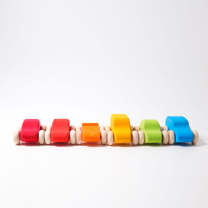 Six Bright Colored Wooden Cars - Set of 6 - Grimm's