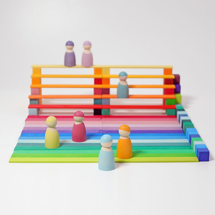Small Stepped Pyramid (9 Inch Base) - 100 Colored Wooden Blocks  - Grimm's Wooden Toys