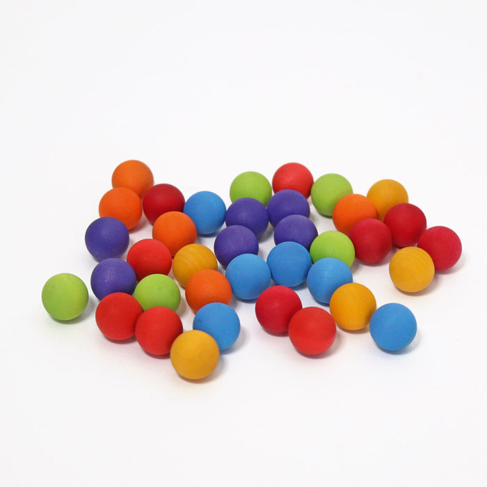 Small Wooden Marbles - Rainbow Wood Marbles  - Grimm's