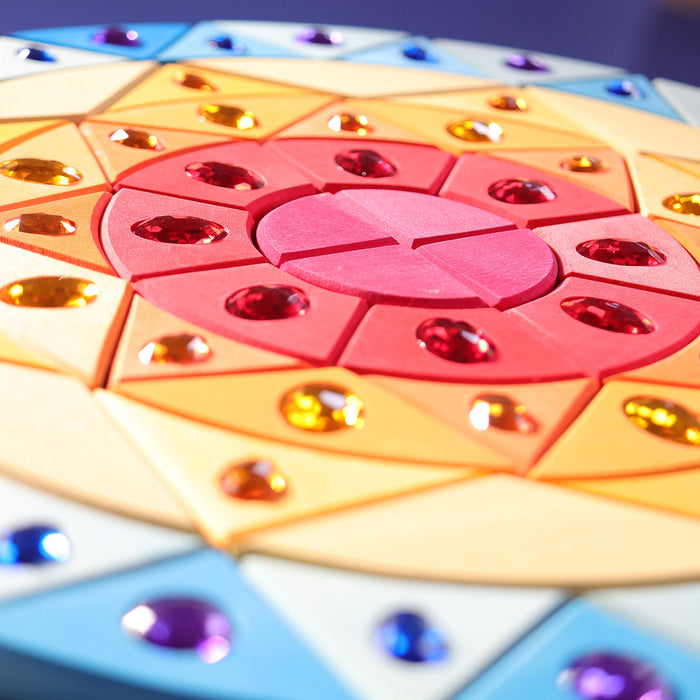 Sparkling Mandala Sun Wooden Blocks - Creative Puzzle - Grimm's Wooden Toys