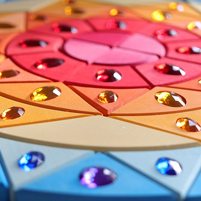 Sparkling Mandala Sun Wooden Blocks - Creative Puzzle - Grimm's Wooden Toys
