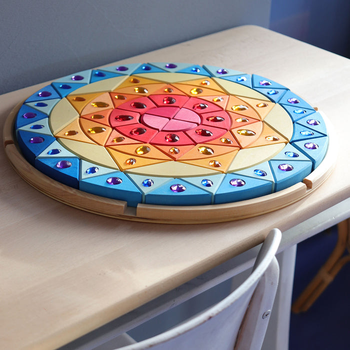 Sparkling Mandala Sun Wooden Blocks - Creative Puzzle - Grimm's Wooden Toys