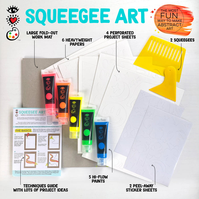 Squeegee Art Set - Squeegee Art Kit for Kids - I Heart Art