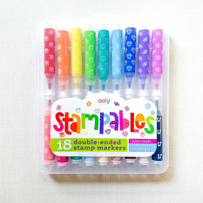 Stampables - Stamp Markers Double-ended Brush Tip and Stampie Markers - Set of 18 - OOLY