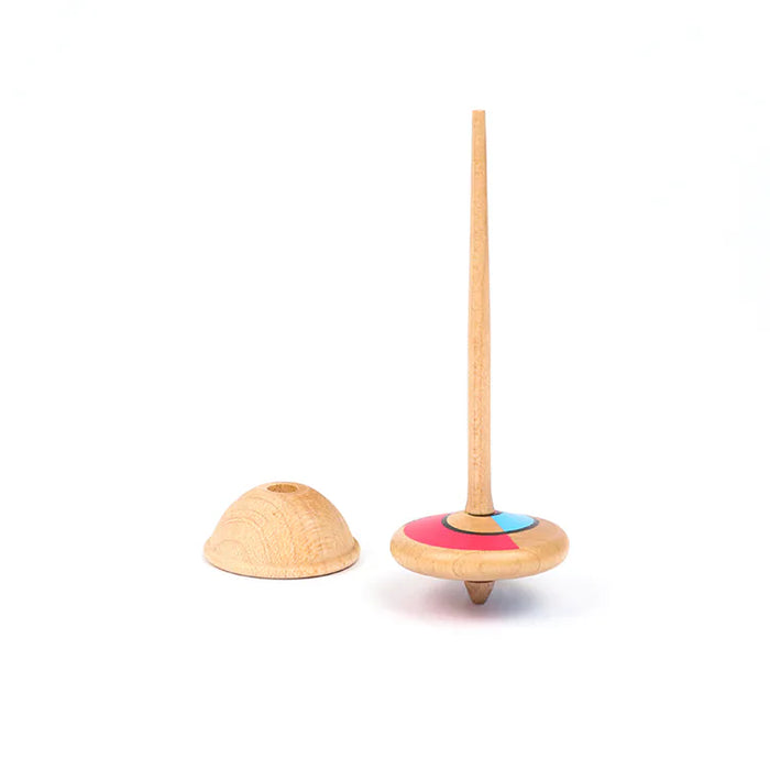 Stick Spinning Top - Maple Red & Blue - Wooderful life