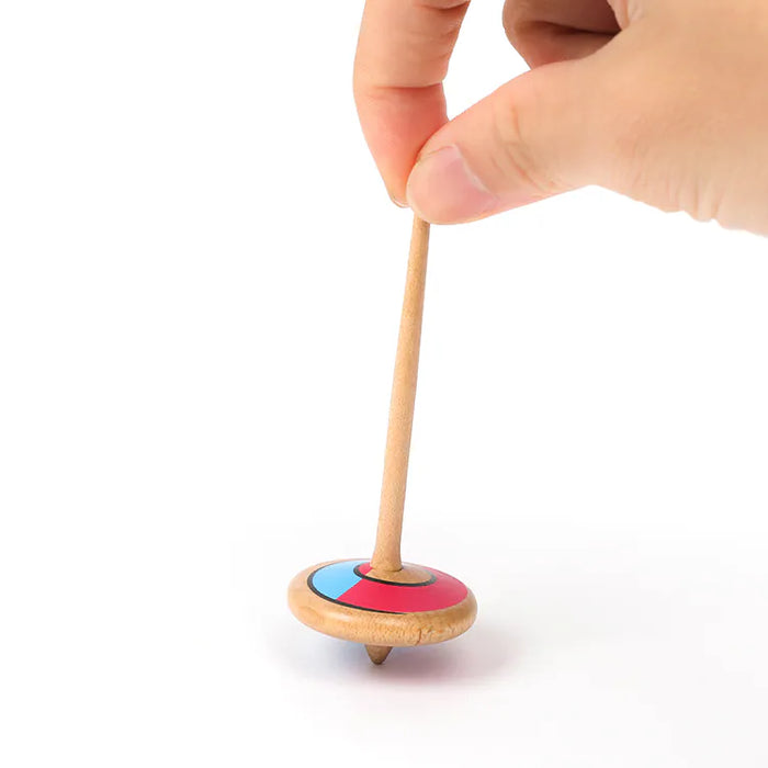 Stick Spinning Top - Maple Red & Blue - Wooderful life
