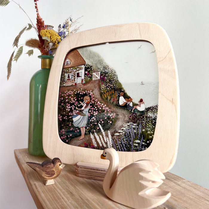 Wooden Window Artwork Frame & Base - Toverlux (Includes Suction Cups and Wooden Base)