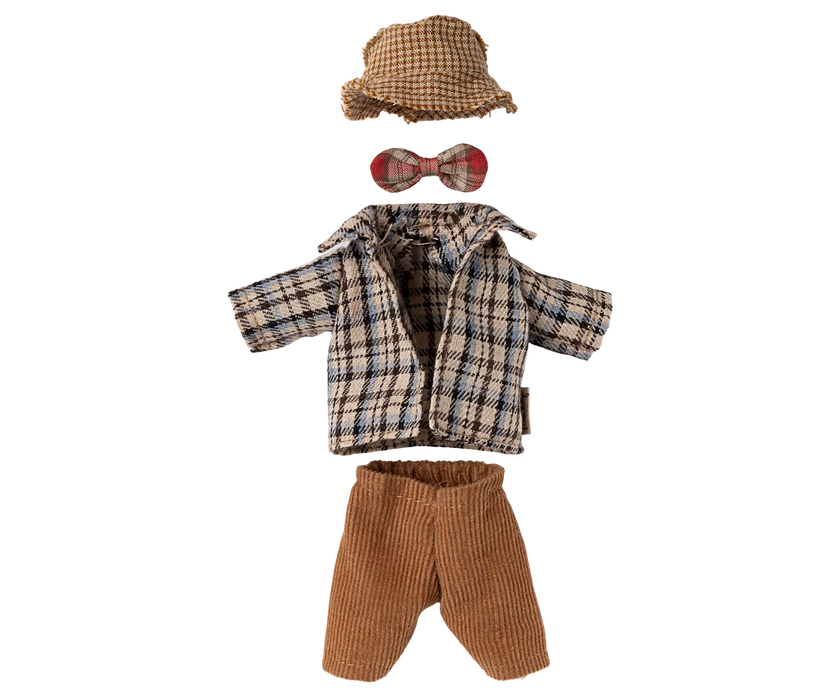 Top and Pants, Hat and Bow Tie - Grand Dad/Mom Size - Maileg Mouse Clothing