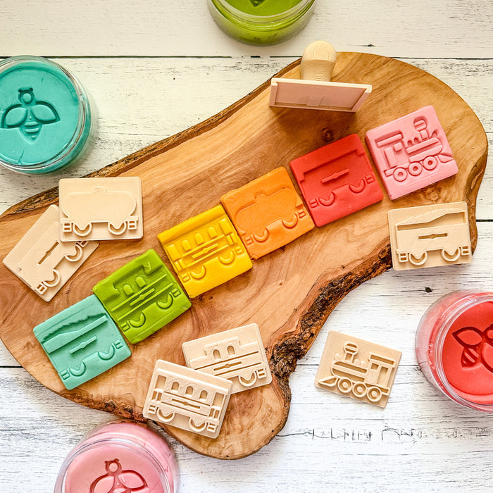 Train Eco Stamp Set - Dough Stampers - Plant Based Plastic - Eco Cutters