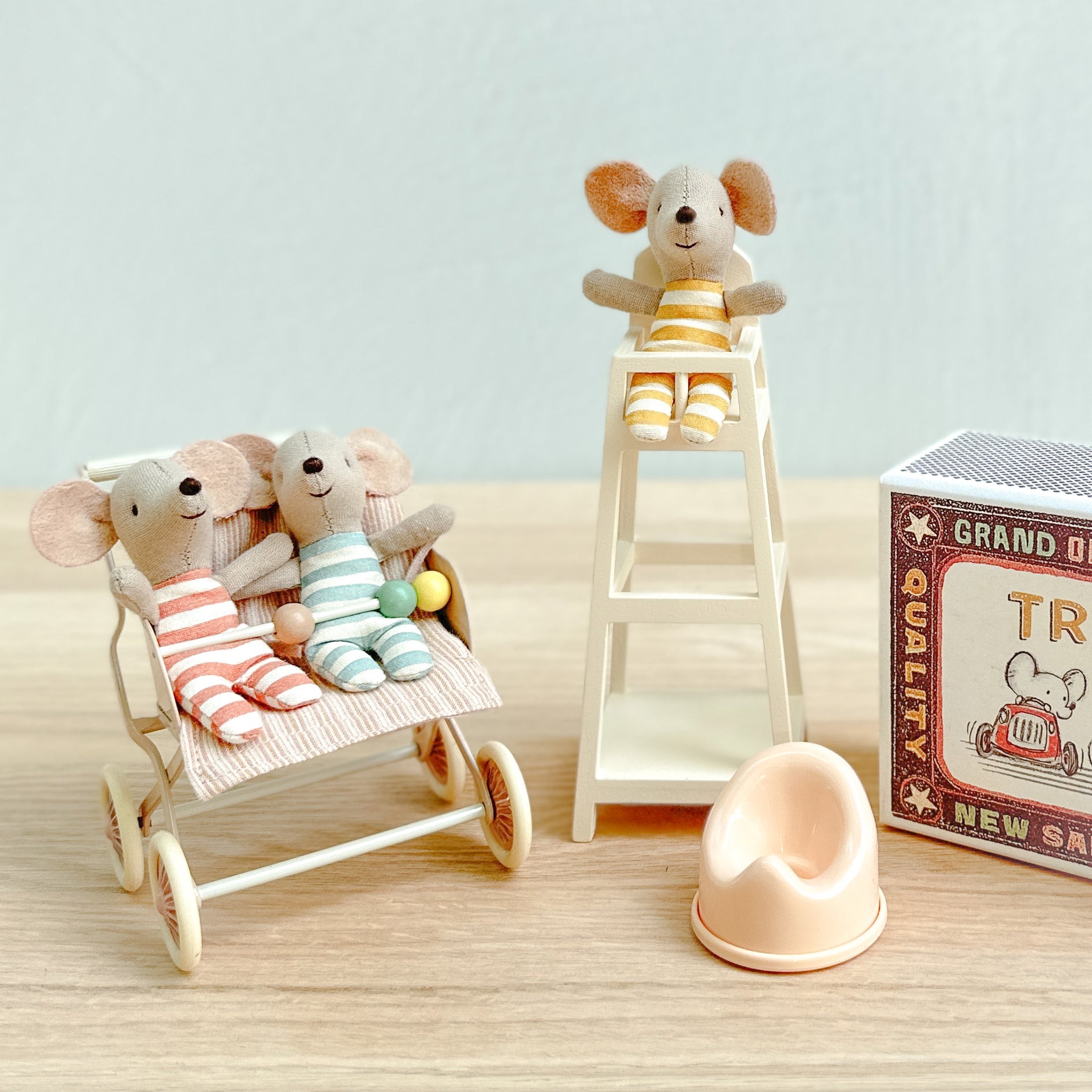 Triplet Baby Mice Play Set Triplets, Highchair, Potty, and Stroller