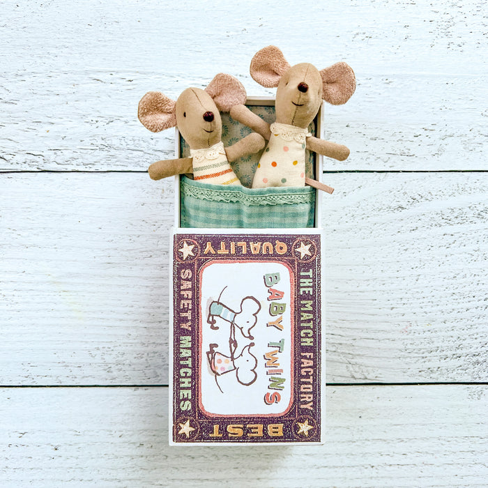 Twin Baby Mice in a Match Box