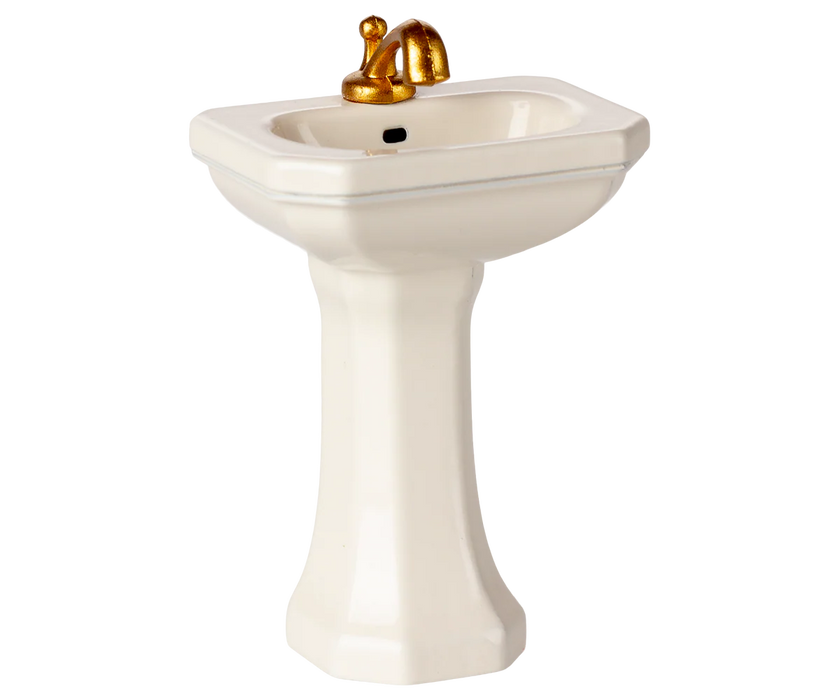 White Pedestal Bathroom Sink - Mouse - Maileg