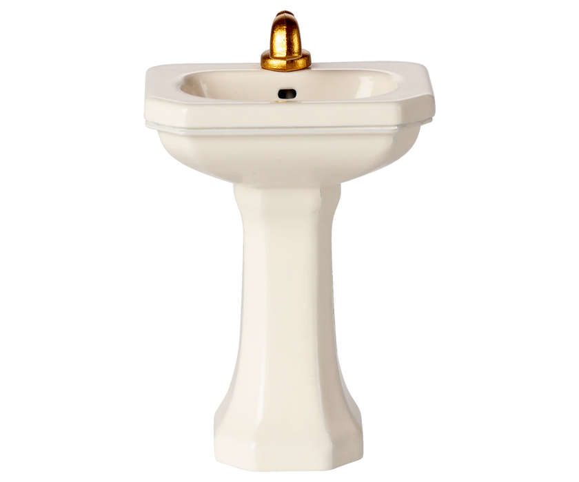 White Pedestal Bathroom Sink - Mouse - Maileg
