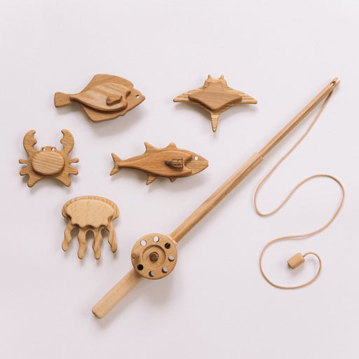Fishing Rod Magnetic Toy Wooden Fishing Set Handmade Organic