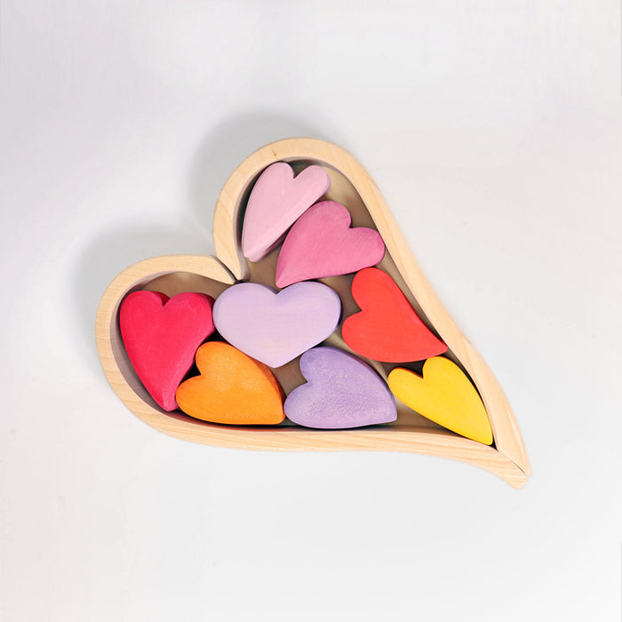 Wooden Heart Blocks - Pink Hearts  - Grimm's Wooden Toys