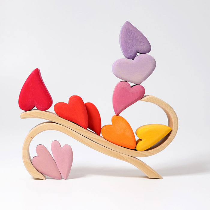 Wooden Heart Blocks - Pink Hearts  - Grimm's Wooden Toys