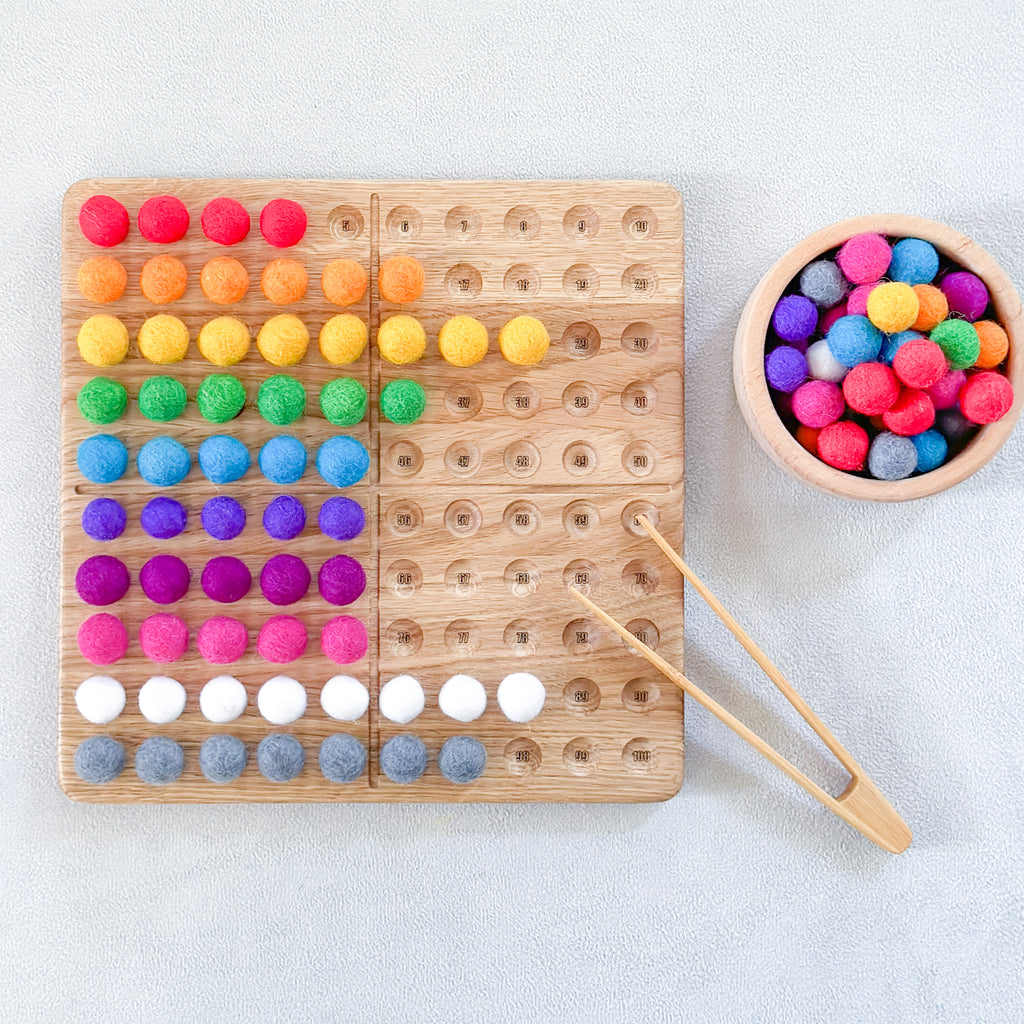 Umbresen Wooden Hundred Board Toy, Montessori 1-100 Consecutive Numbers Preschool Learning Toys Gift for Kids with Storage Bag (Hundred Board)並行輸入 : umbresen Wooden Toys Hundred Board Montessori 1-100