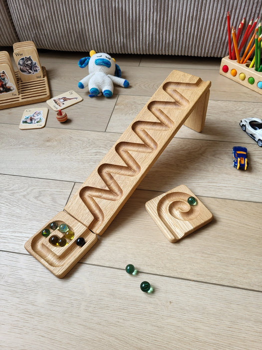 Wooden Marble Track Set  - All 4 Styles - 4 Tracks, Catchers, and Marbles