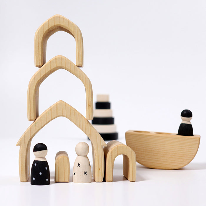 Wooden Nesting House - Natural - Grimm's Wooden Toys