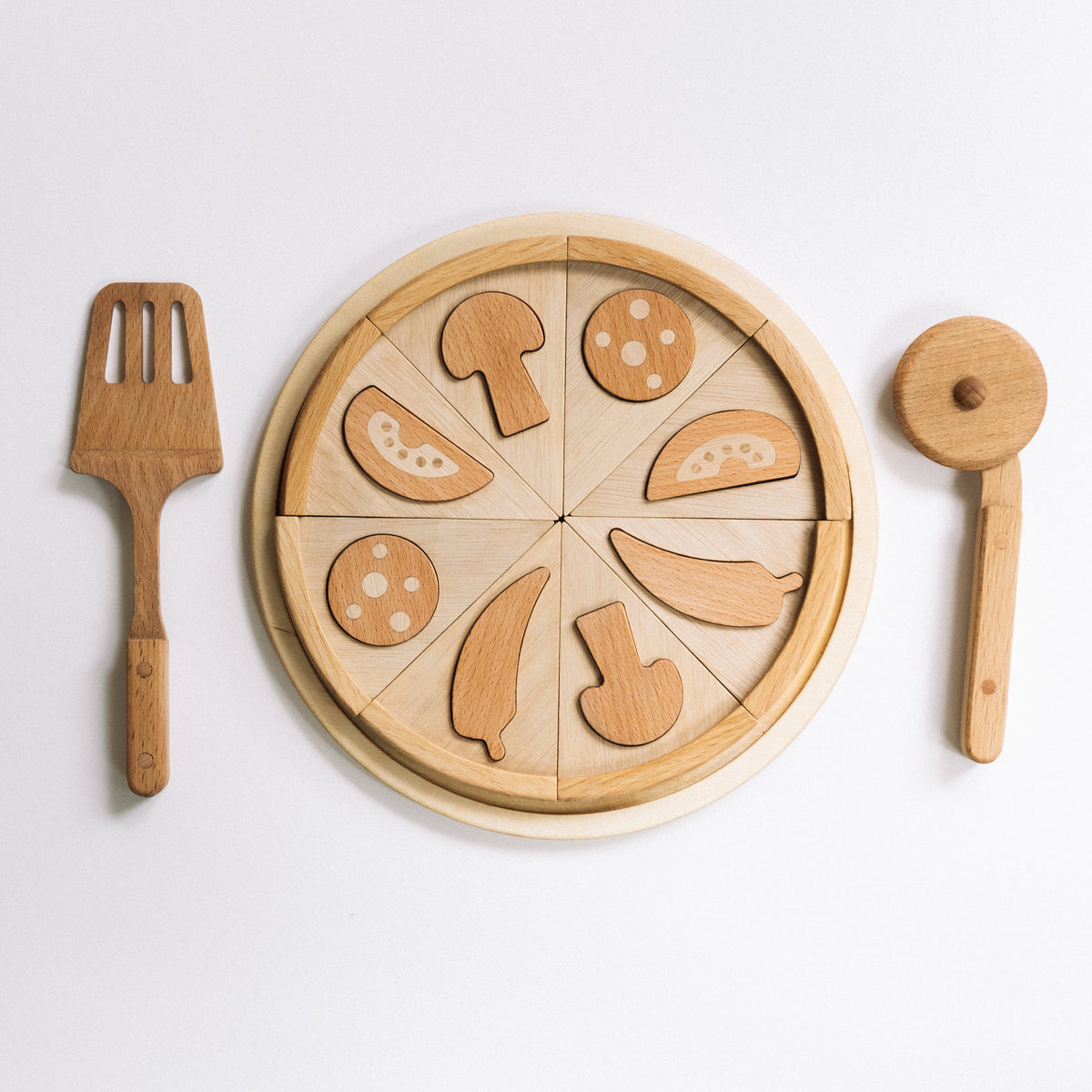 Wooden Pizza Play Food - Pizza Puzzle Play Set — Oak & Ever