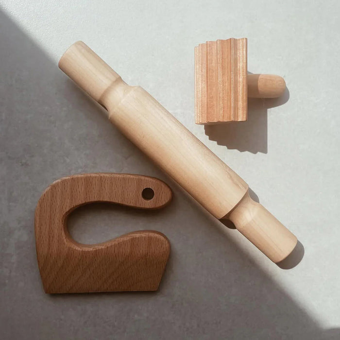 Wooden Play Dough Tools Set - 3 Pack – Montessori Sensory Play Tools for Kids