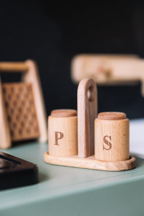 Wooden Pretend Salt & Paper Shakers - Play Kitchen