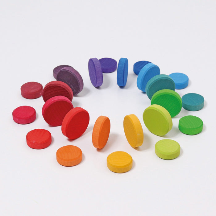 Wooden Rainbow Coins- Loose Parts - Grimm's