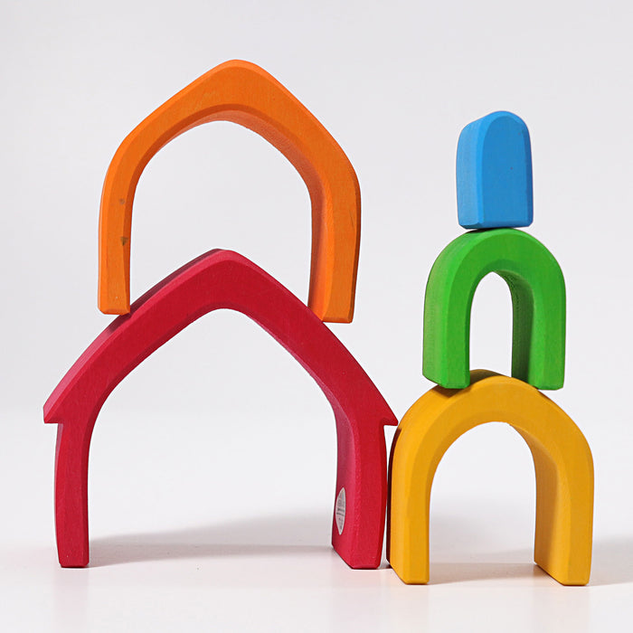 Wooden Rainbow Nesting House - Grimm's Wooden Toys