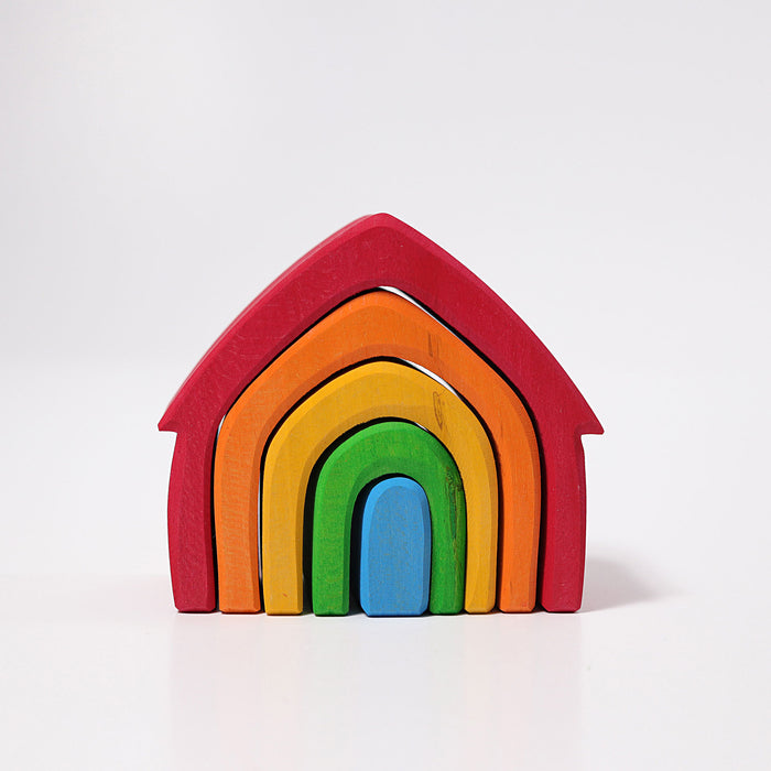 Wooden Rainbow Nesting House - Grimm's Wooden Toys