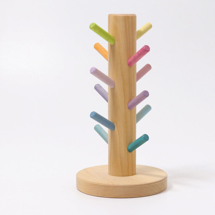 Wooden Sorting Helper Tower For Rings - Pastel - Grimm's