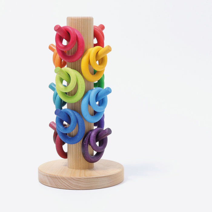 Wooden Sorting Helper Tower For Rings - Rainbow - Grimm's