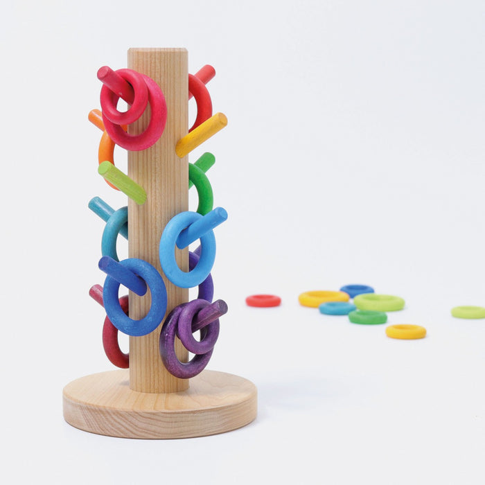 Wooden Sorting Helper Tower For Rings - Rainbow - Grimm's