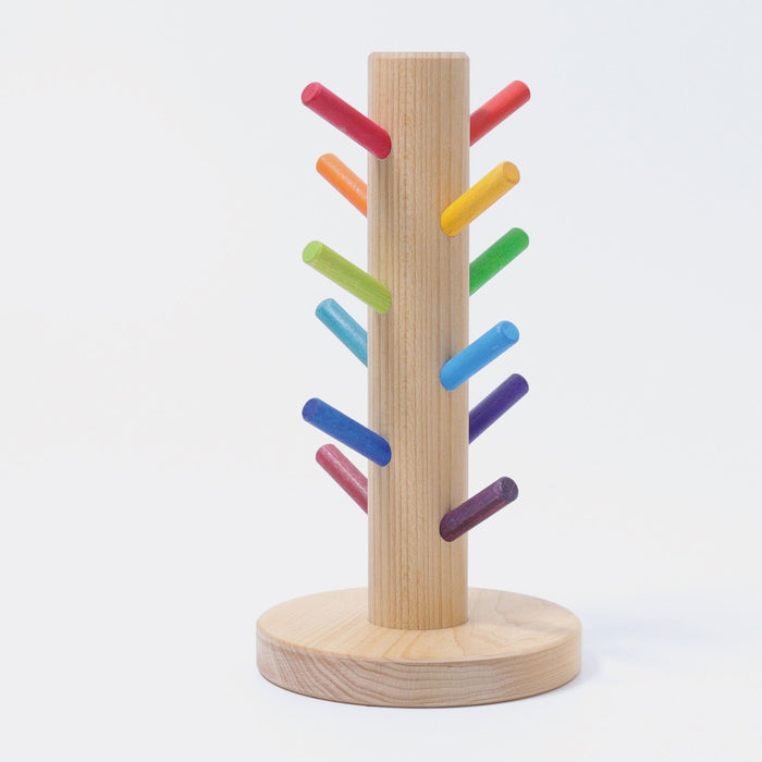 Wooden Sorting Helper Tower For Rings - Rainbow - Grimm's