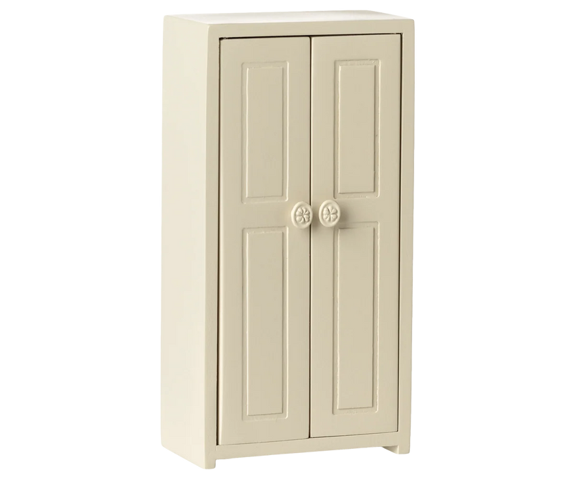 Wooden Mouse Closet with Hangers for Clothes - Cream - Maileg